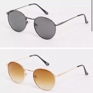 2-pack Black and Gold round sunglasses